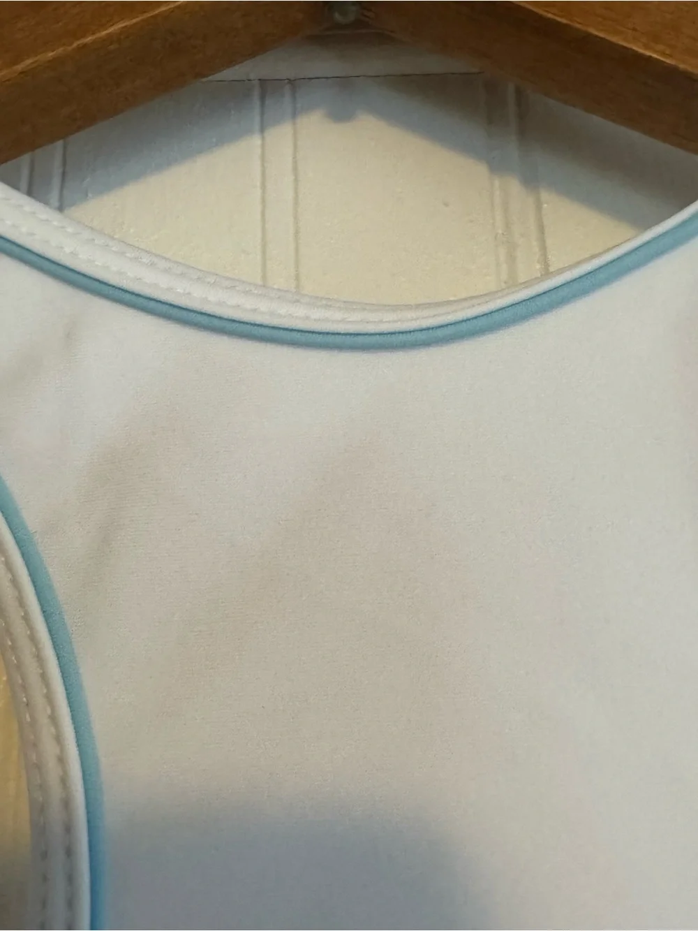 Kids White Tankini Top with Aqua and Orange Stripes